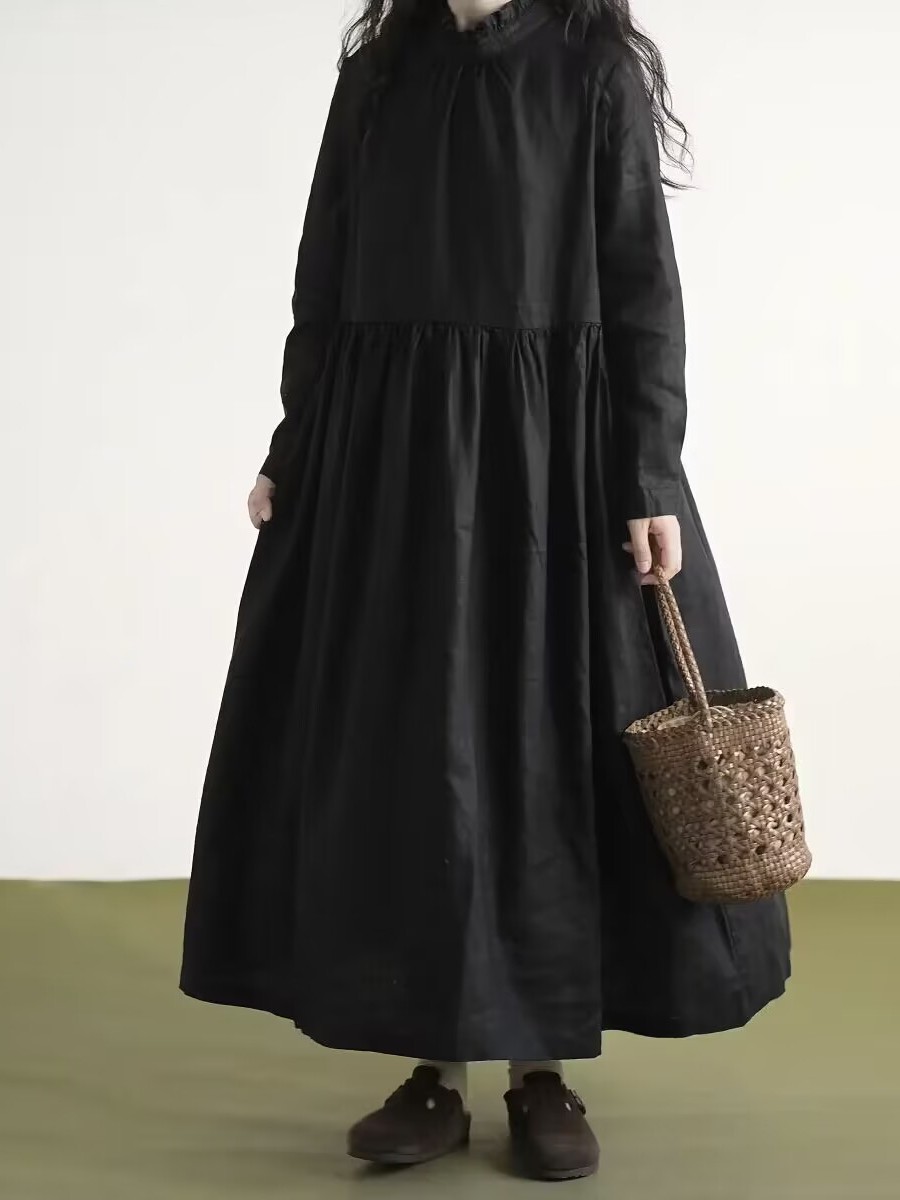 블랙 레이스 칼라 긴팔 리넨 드레스 여성 가을 신상 슬 - Casual Loose Linen Shirt Dress 리뷰 및 가격