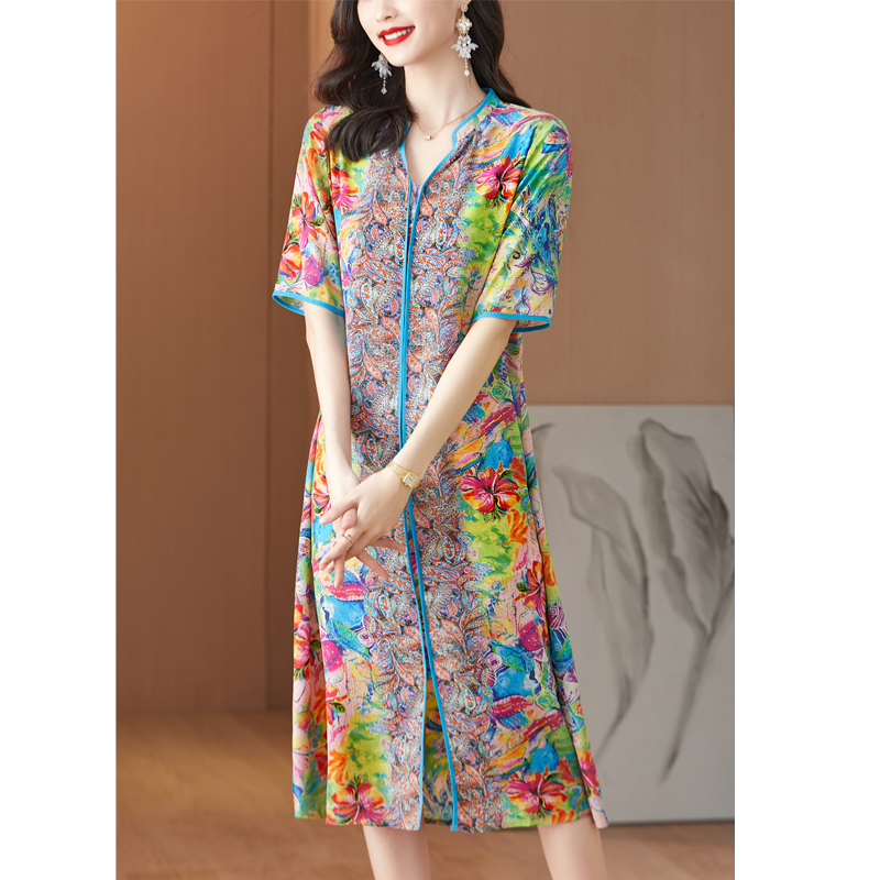 핑크 꽃 뽕나무 실크 V넥 섹시 미디 원피스 여성 보호 - French Vintage Floral Midi Dress 리뷰 및 가격
