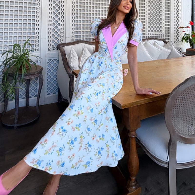우아한 2026 여름 플로럴 프린트 코르셋 미디 드레스 - French Vintage Floral Midi Dress 리뷰 및 가격