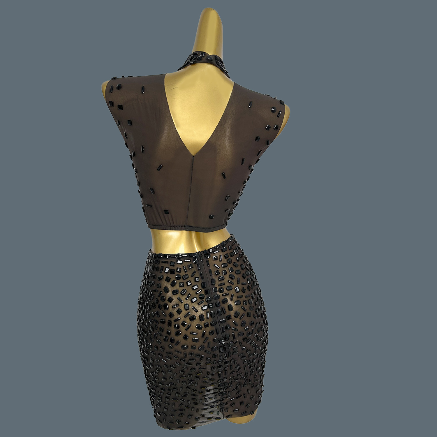 여름 반짝이는 블랙 라인스톤 드레스 슈트 섹시한 시스루 - Sparkly Rhinestone Club Party Dress 리뷰 및 가격
