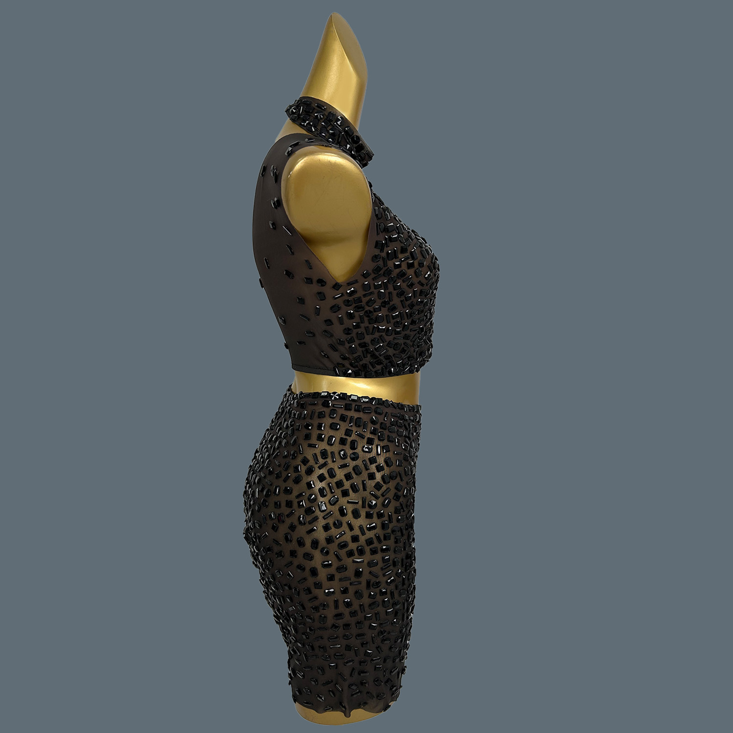 여름 반짝이는 블랙 라인스톤 드레스 슈트 섹시한 시스루 - Sparkly Rhinestone Club Party Dress 리뷰 및 가격